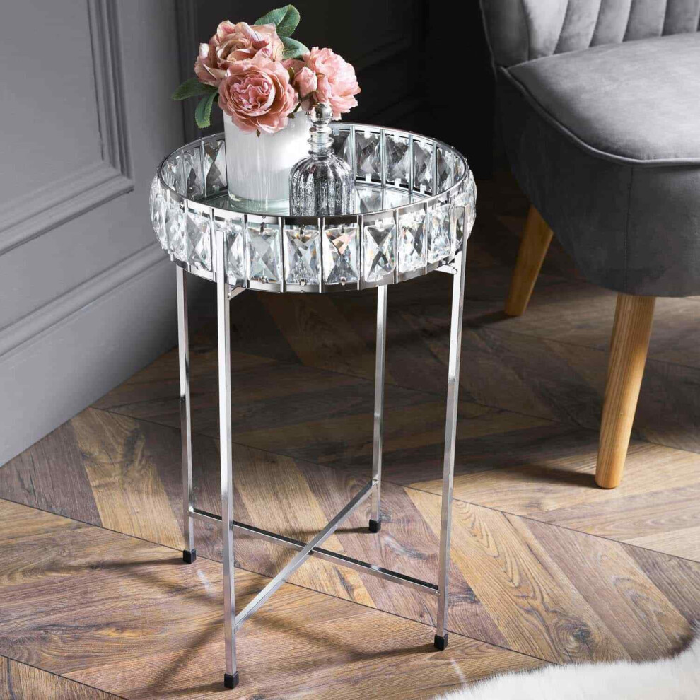 Crystal Tray Table With Mirrored Top Silver Coffee Table With Removable Tray Top