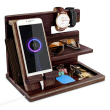 Gifts for Men - Valentines Gifts for Him Wooden Docking Station for Men Key Holder Wallet Stand Watch Organizer Mens Bedside Organiser Stand Birthday
