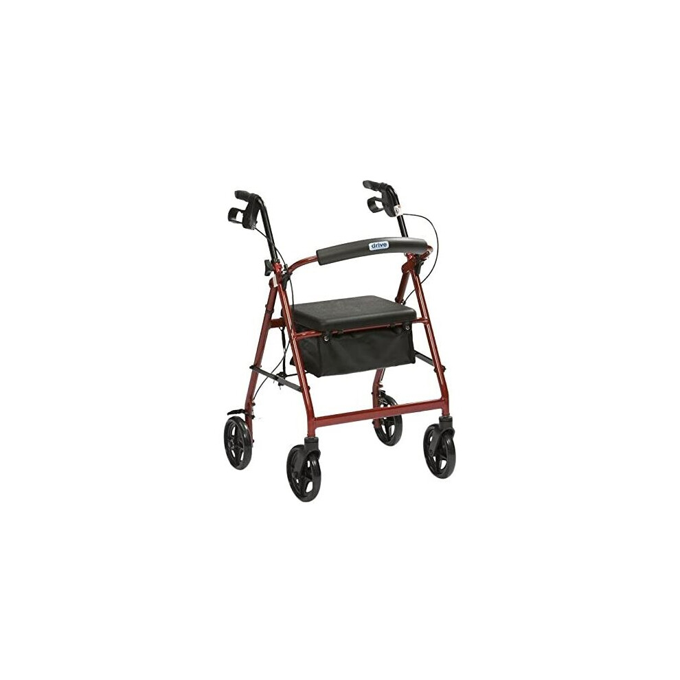 Red Aluminium Rollator with Padded Seat and Vinyl Underseat Bag