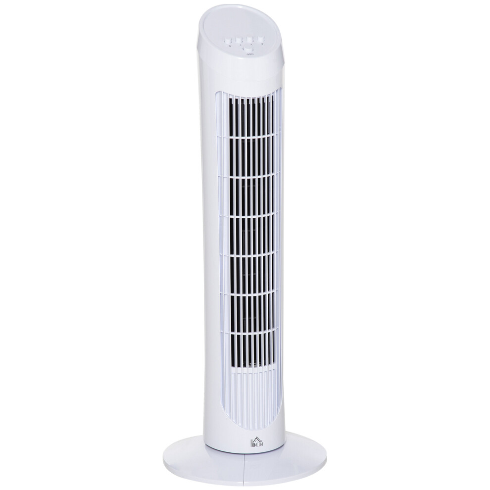 HOMCOM 30" Tower Fan Noise Reduction 3-Level Cool ABS Indoor White