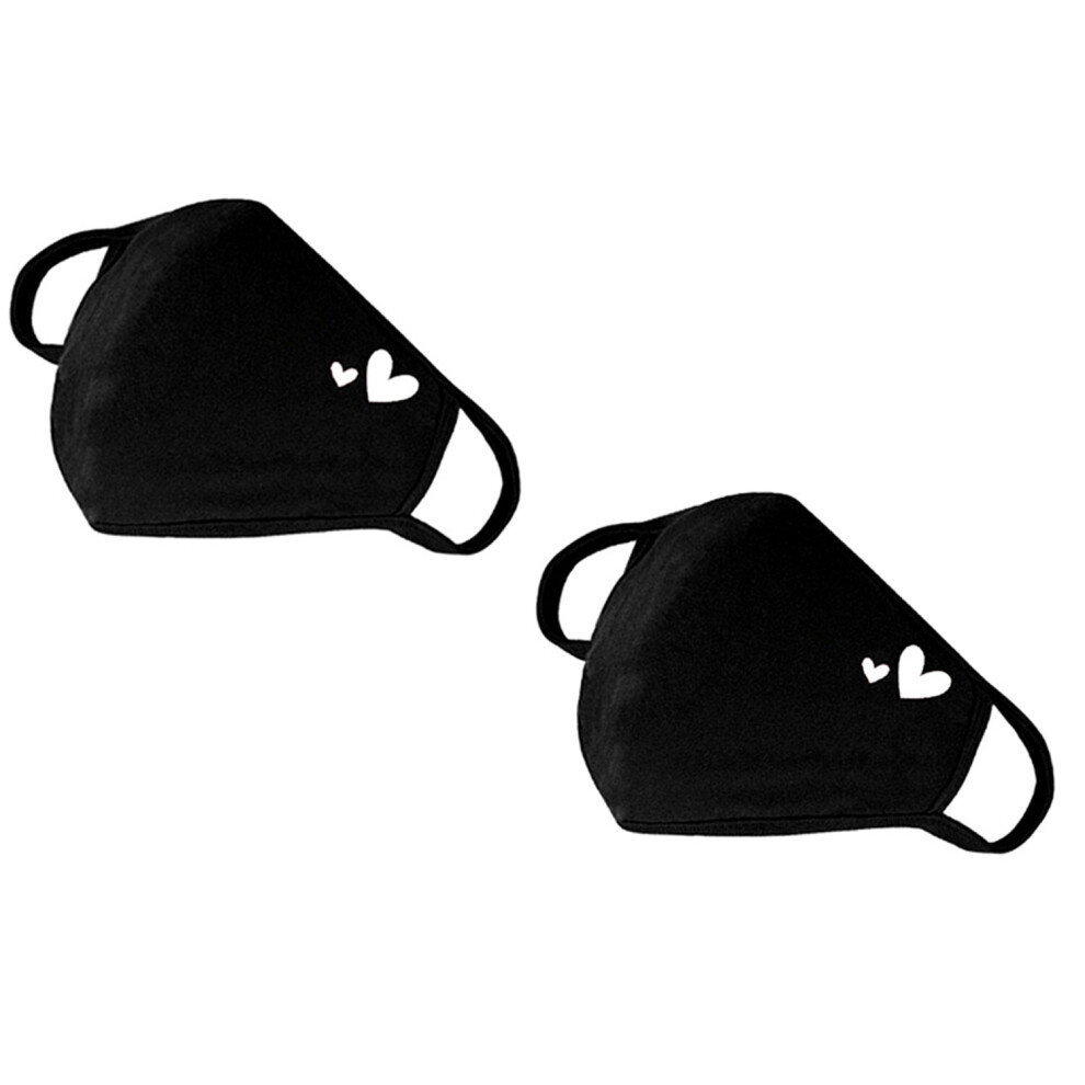 (White x2) Heart Design Face Mask