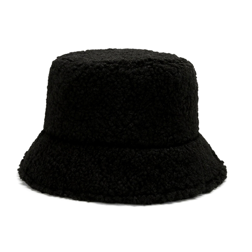 (Black) Soft Teddy Winter Bucket Hat