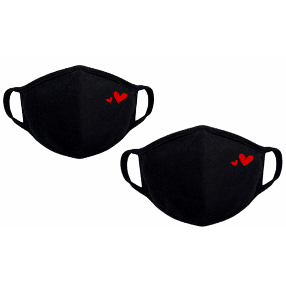 (Red x2) Heart Design Face Mask