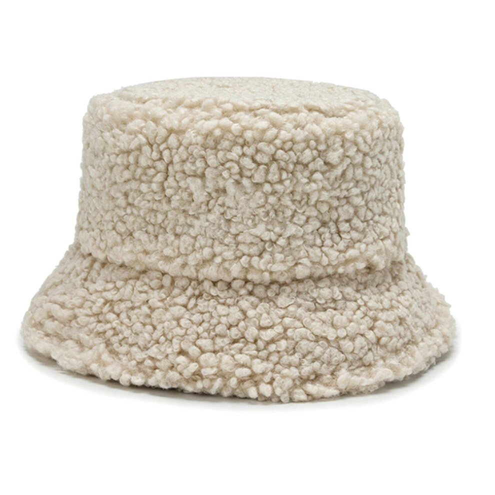 (White) Soft Teddy Winter Bucket Hat