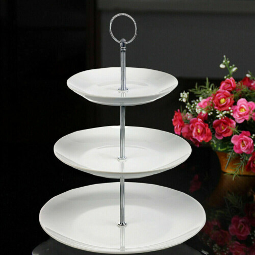 3 Tier Plastic Cake Stand Afternoon Tea Wedding Plates Party Embossed 2