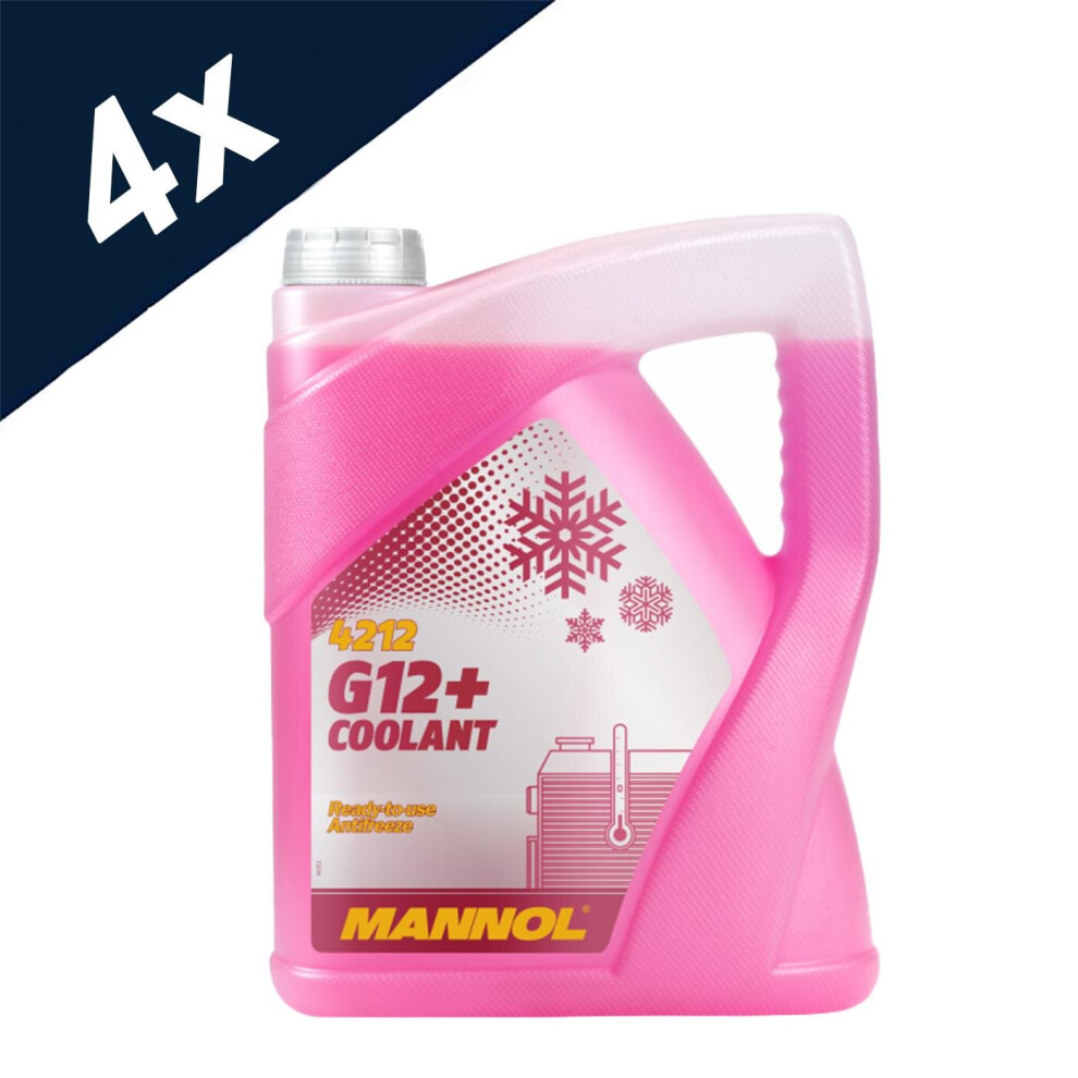 4x5L MANNOL G12+ Red/Pink Antifreeze Coolant Ready To Use Longlife