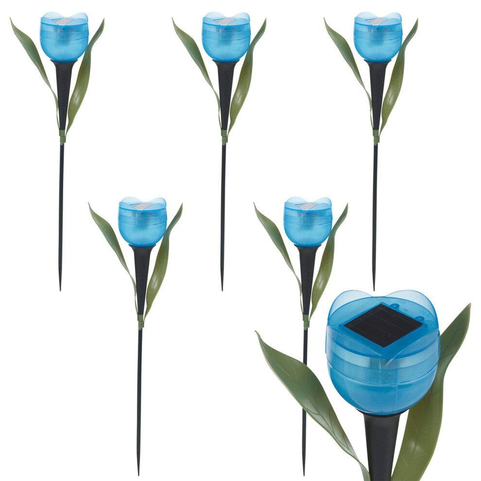 (6 Blue Lights, 6 Lights) 6 Garden Tulip Flower Shape LED Solar Power Lights