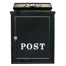 (White) Vintage Decor Black Lockable Post Mail Letter Box