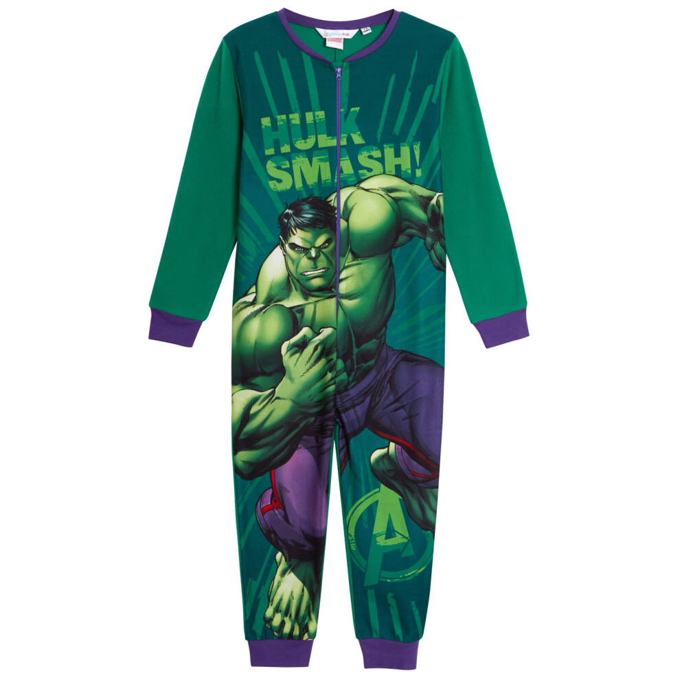 (2-3 Years) Marvel Hulk Boys All In One Avengers Pyjamas Fleece Pjs Zipped Kids Loungewear