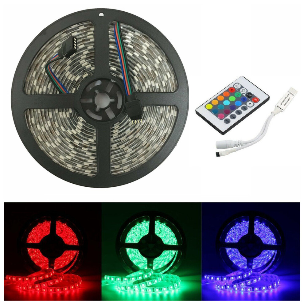 5M 5050 RGB LED Strip Light Lamp with 44 Key Remote Controller