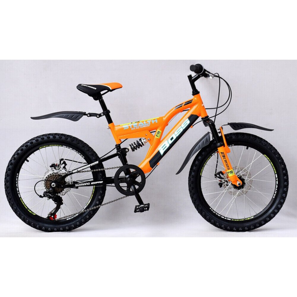 Boss Stealth Orange 20 Inch Full Suspension Mountain Bike Female Teenager to Adult- MV Sports