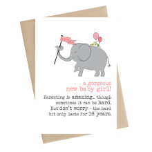 A New Baby Girl Don't Worry Greeting Card by Dandelion Stationery Cards