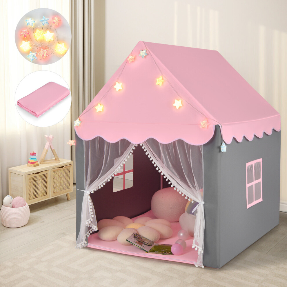 Large Kids Play House In/door Castle Fairy Tent with Light & Mat-image-OPC-P8T8JQF-NEW
