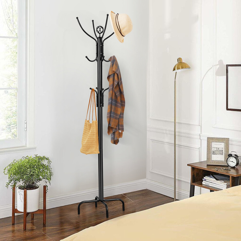 Metal Coat Rack Hat Hanger Hallstand Umbrella Stand with 12 Hooks