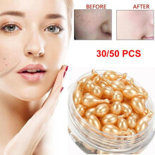 (100pcs) Vitamins Placenta Anti Wrinkle Face Serum Capsule Night Hydra Facial Serum Essence Moisturizer Anti Aging Whitening