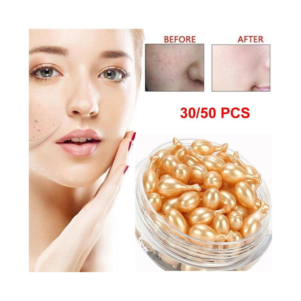 (100pcs) Vitamins Placenta Anti Wrinkle Face Serum Capsule Night Hydra Facial Serum Essence Moisturizer Anti Aging Whitening