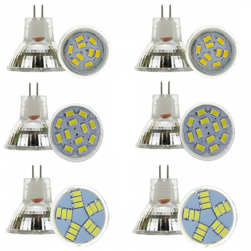 (2W, Cool White) 3Pcs LED Spotlight Bulbs MR11 5730 SMD 12V 10W 15W 20W Halogen Replacement Lamps