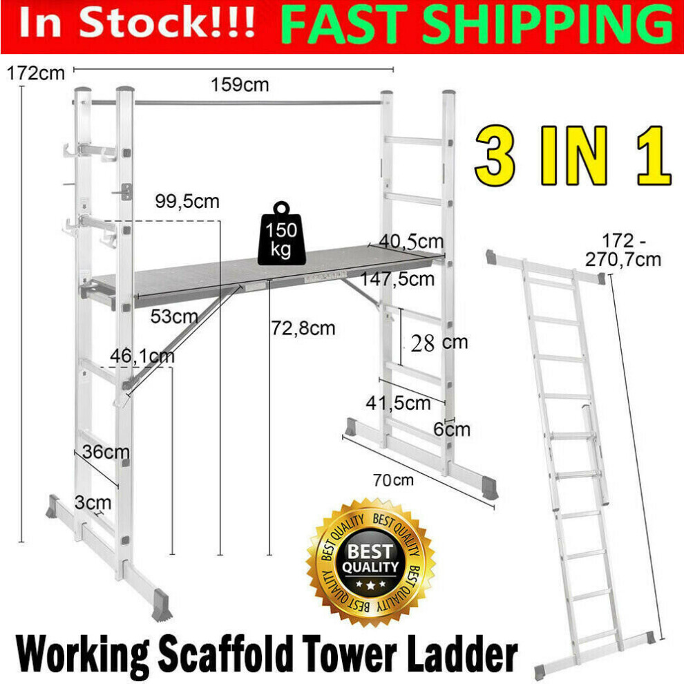 Aluminium Working Scaffold Scaffolding Tower 6 Steps Ladder Platform