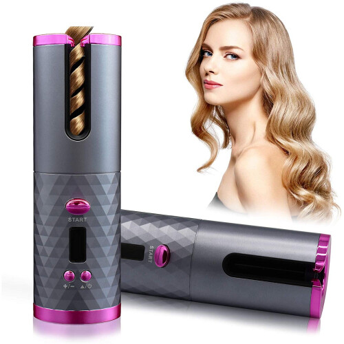 Ranpo (Grey) Portable Wireless Auto-Rotating Hair Curling Wand 1