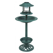 Garden Bird Bath Feeding Station Planter Solar Powered Light Ornament