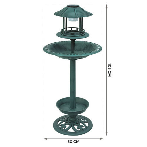 Garden Bird Bath Feeding Station Planter Solar Powered Light Ornament 1