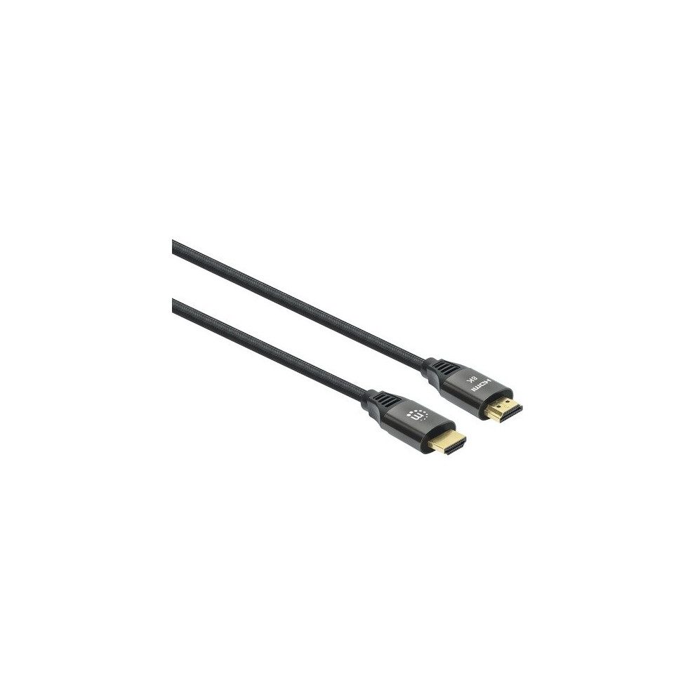 Manhattan Hdmi Cable Ethernet 2M 8K/60Hzmale/Male Braided Black Polybag Less 355940