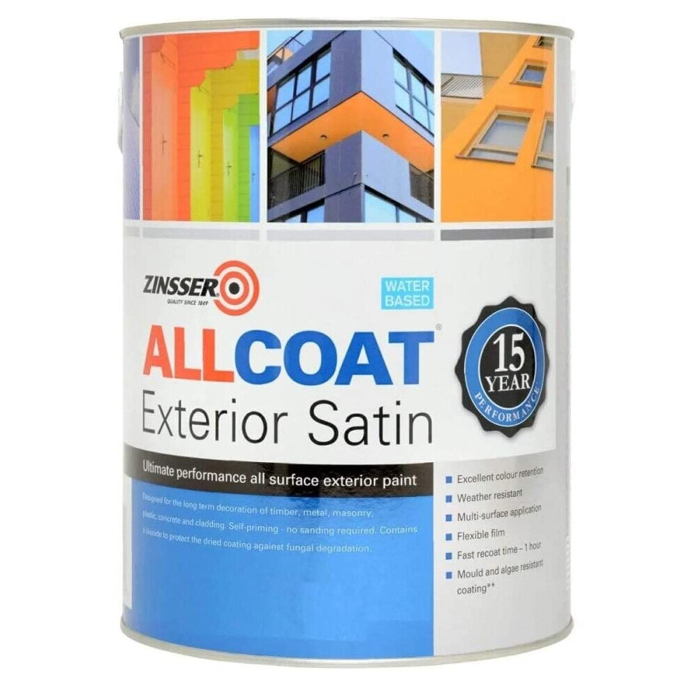 Zinsser Allcoat Exterior Satin 15 Year WB Anthracite Grey RAL 7016 2.5L