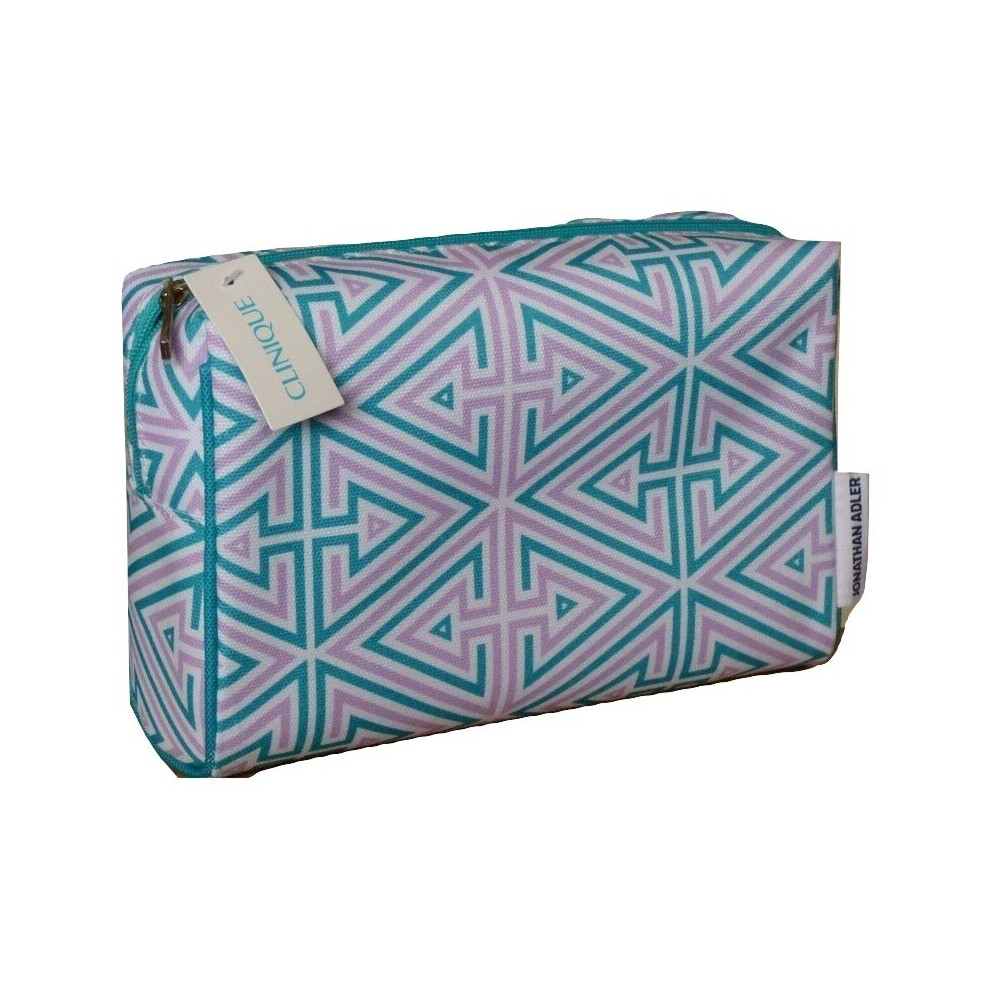 Clinique Jonathan Adler Make Up Toiletry Bag Purple White Turquoise