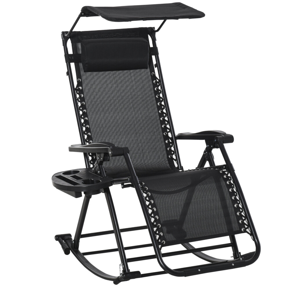 Outsunny Folding Recliner Chair Lounge Rocker Zero-Gravity Black