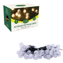 (Warm White) GardenKraft 60 Outdoor Globe String Lights / Solar Powered