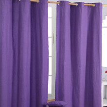 (W 137cm x Drop 182cm, Purple) Plain Cotton Eyelet Curtains