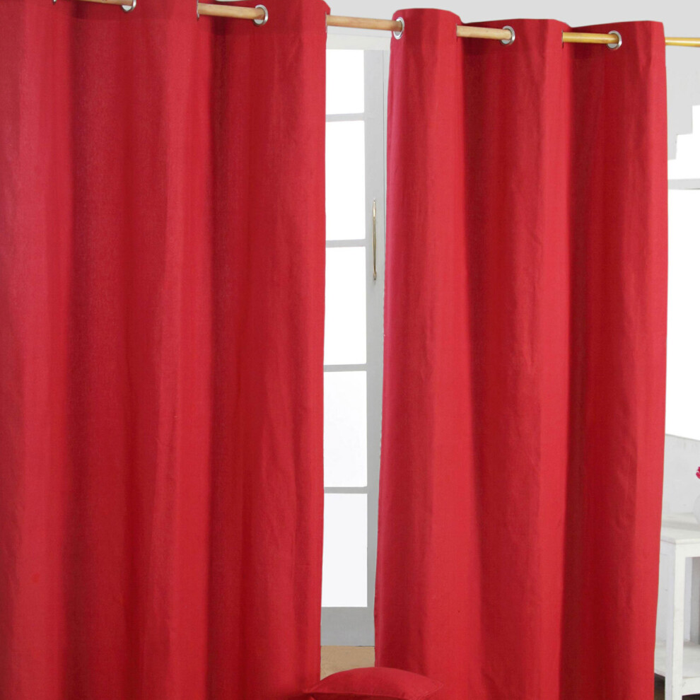 Plain Cotton Ready Made Eyelet Curtain Pair