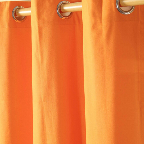 Homescapes (W 137cm x Drop 228 cm, Orange) Plain Cotton Eyelet Curtains 1