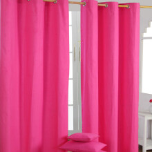 (W 137cm x Drop 182cm, Hot Pink) Plain Cotton Eyelet Curtains