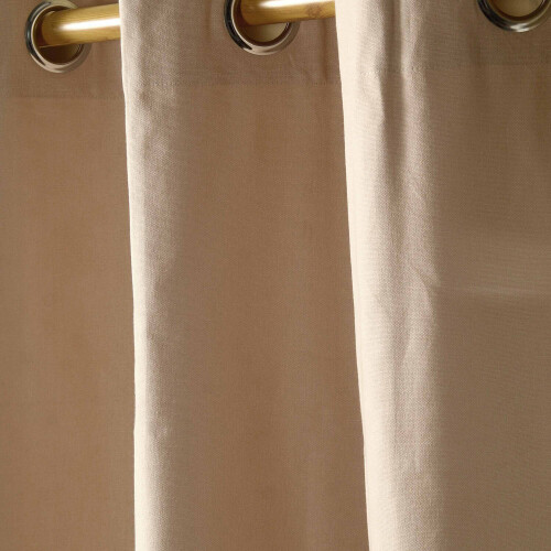 Homescapes (W 137cm x Drop 228 cm, Beige) Plain Cotton Eyelet Curtains 1