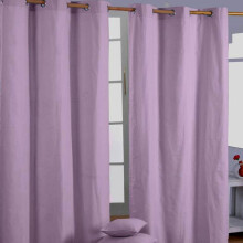 (W 117cm x Drop 137 cm, Mauve) Plain Cotton Eyelet Curtains