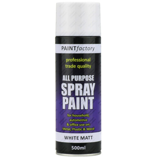 Rapide Rapide White Matt Spray Paint 400ml All-Purpose - Fast-Drying, Matt Finish, 0.8m2 Coverage (2m2/L) 1736PR