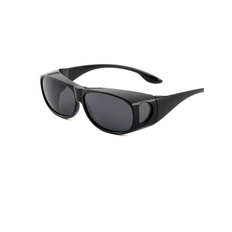 (Black) UV400 Polarised Sunglasses Over Glasses