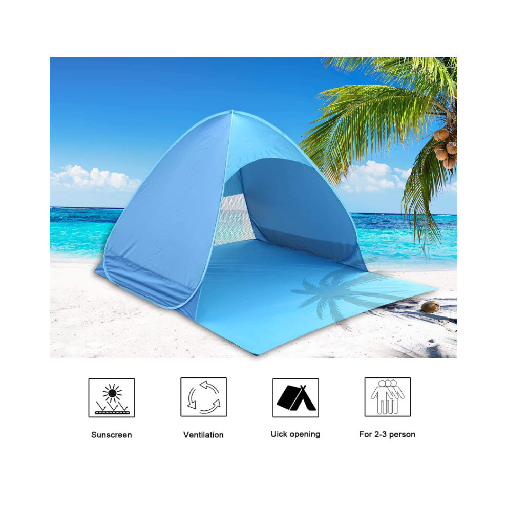 (Blue) Instant Pop Up Beach Camping Tent ANTI-UV