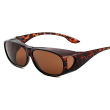 (Leopard Tea) UV400 Polarised Sunglasses Over Glasses