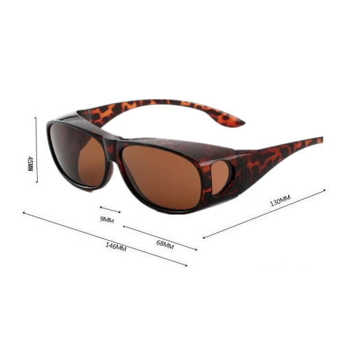 (Leopard Tea) UV400 Polarised Sunglasses Over Glasses 2