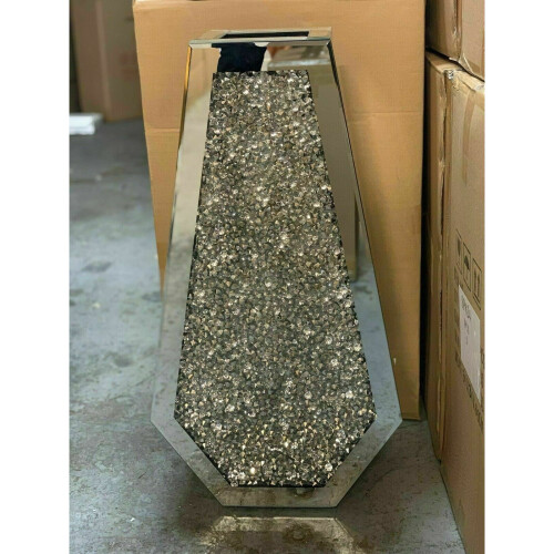 XL 70cm Sparkle Diamond Crushed Crystal Silver Mirrored Floor Vase 2