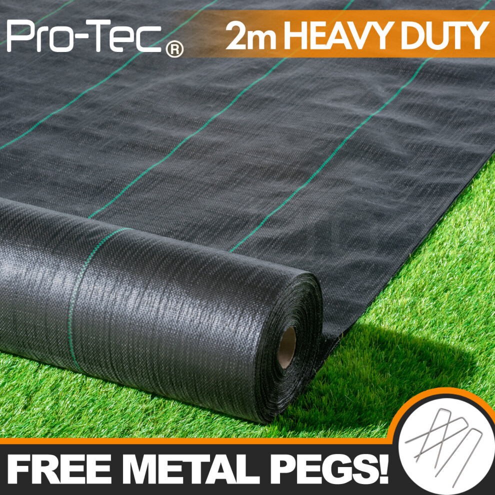 (2m x 100m) Weed Control Membrane Ground Cover Landscape Fabric  Heavy Duty Weed Suppressing Sheet 100gsm Free Pegs