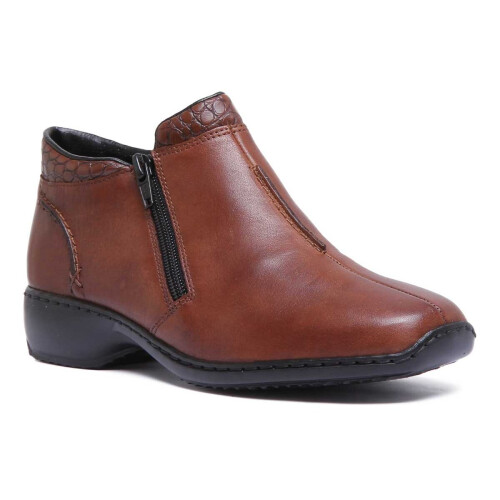 Rieker Rieker L3882 E-Rieker Double Zip Crackle Lt In Tan Size 39