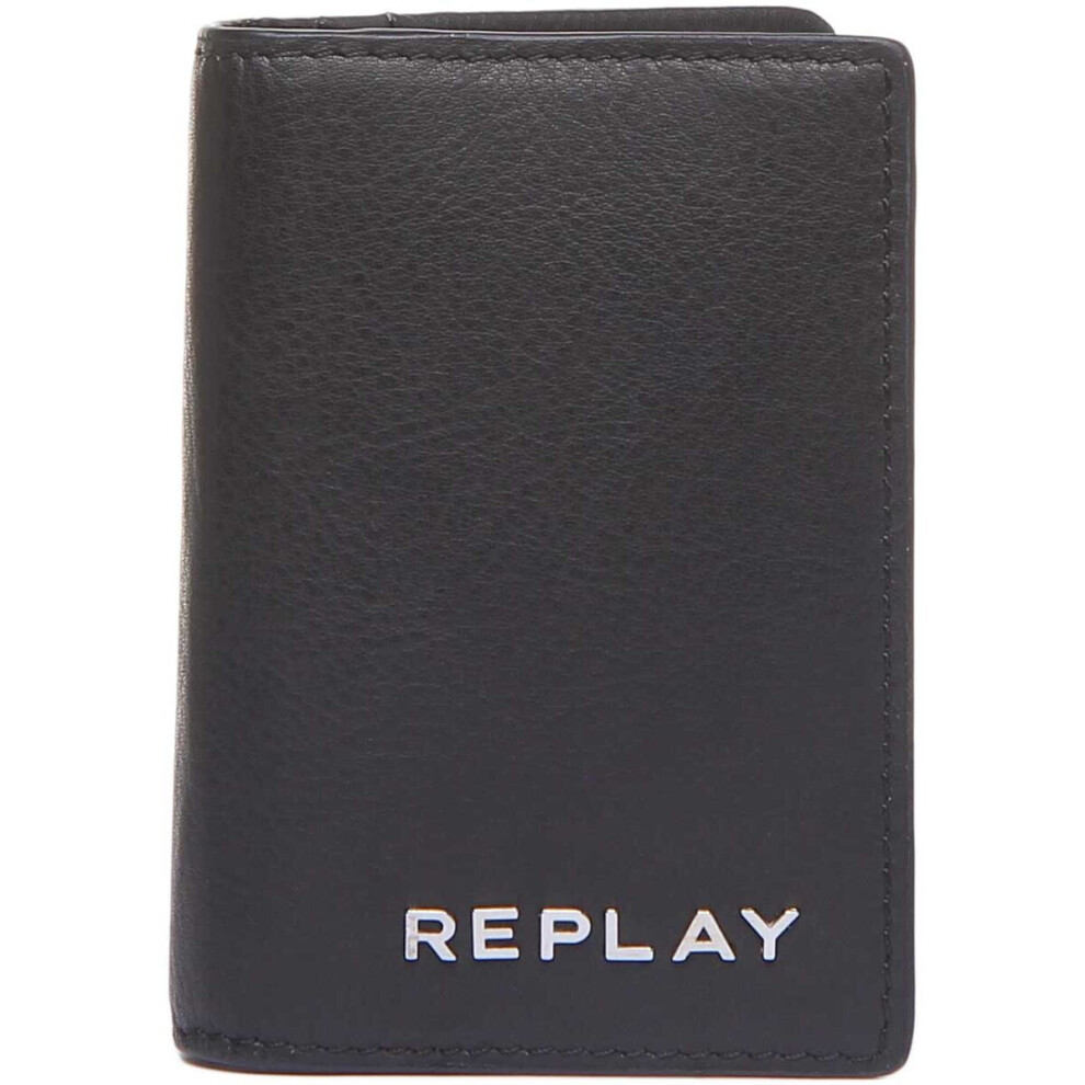 Replay Fm5162.000 Vertical Card Holder With Logo In Size One Unisex Black
