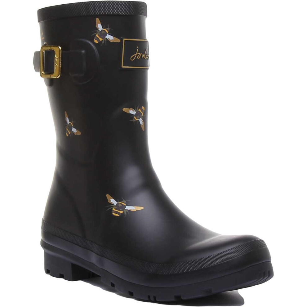 Joules Molly Joules Bee Printed Boot In Black Size 6