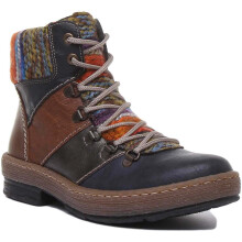 Rieker Z6744 Blue Combination Lace Up Warm In Blue Multi Size 36