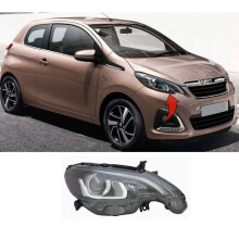 Peugeot 108 2014- Headlamp Headlight Halogen W/O Motor Black Type Driver Side
