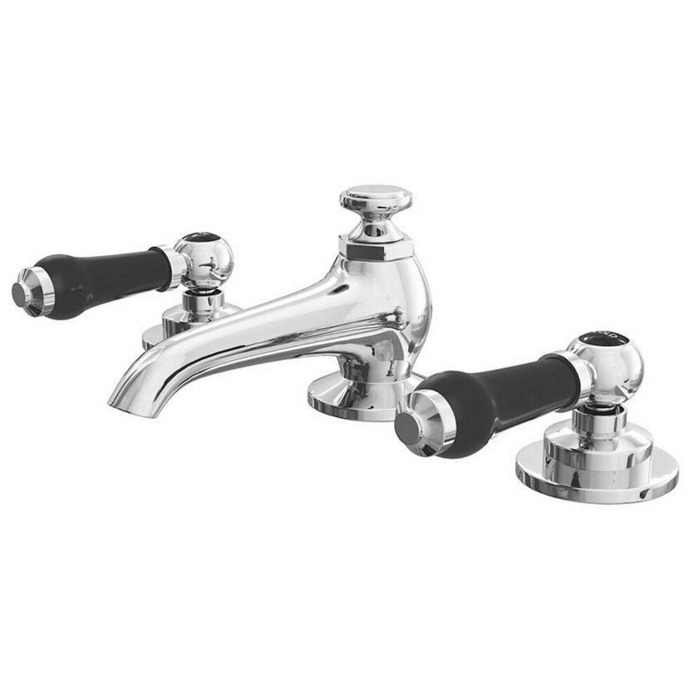 Traditional Black Lever Basin Mixer Tap With Pop-Up Waste Bathroom Sink Taps