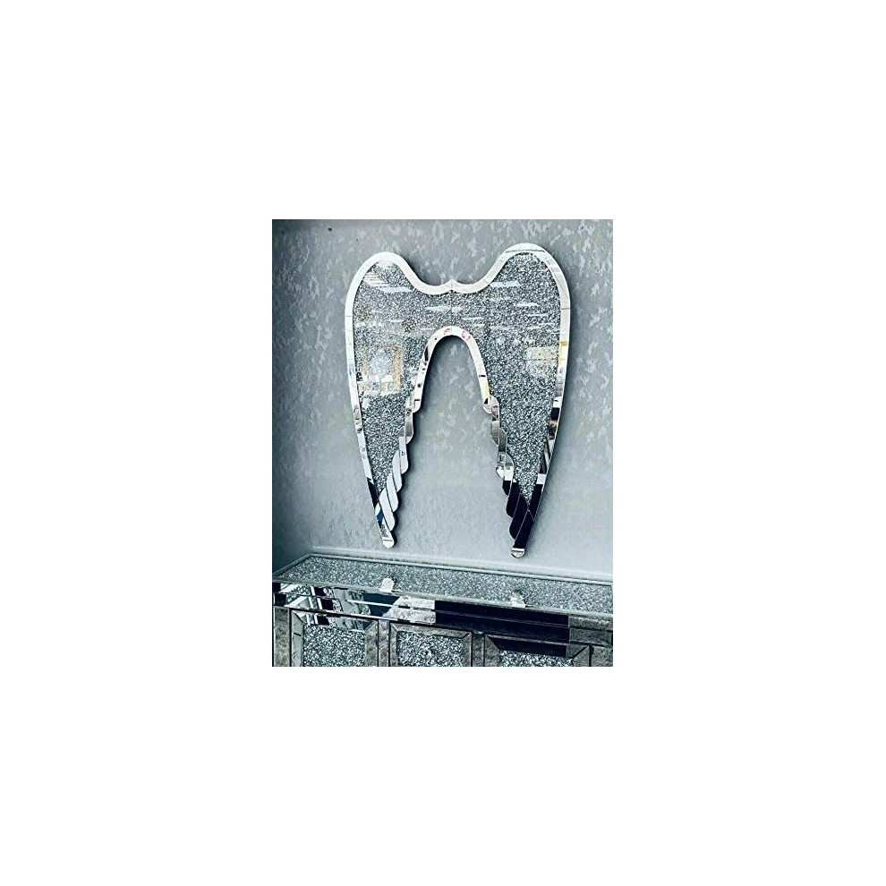 Biznest 60X80cm Crushed Diamond Crystal Stunning Shiny Wall Hanging Angel Wing
